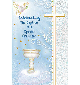 Greetings of Faith Card - Baptism, Granddson (Adult/All Ages)