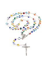 Tuscan Hills Rosary - White Genuine Murano Glass with Handknotted Mosaic Beads