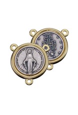 Hirten Rosary Centerpiece - Miraculous Medal, Silver in Gold Setting