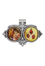 Hirten Visor Clip - Holy Family/Three Hearts, Colored Enamel