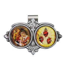 Hirten Visor Clip - Holy Family/Three Hearts, Colored Enamel