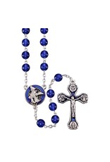 Hirten St. Michael Rosary with Blue Glass Czech Beads