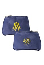 Hirten Rosary Case - Blue Sheepskin Leather with Velveteen Lining, Zip