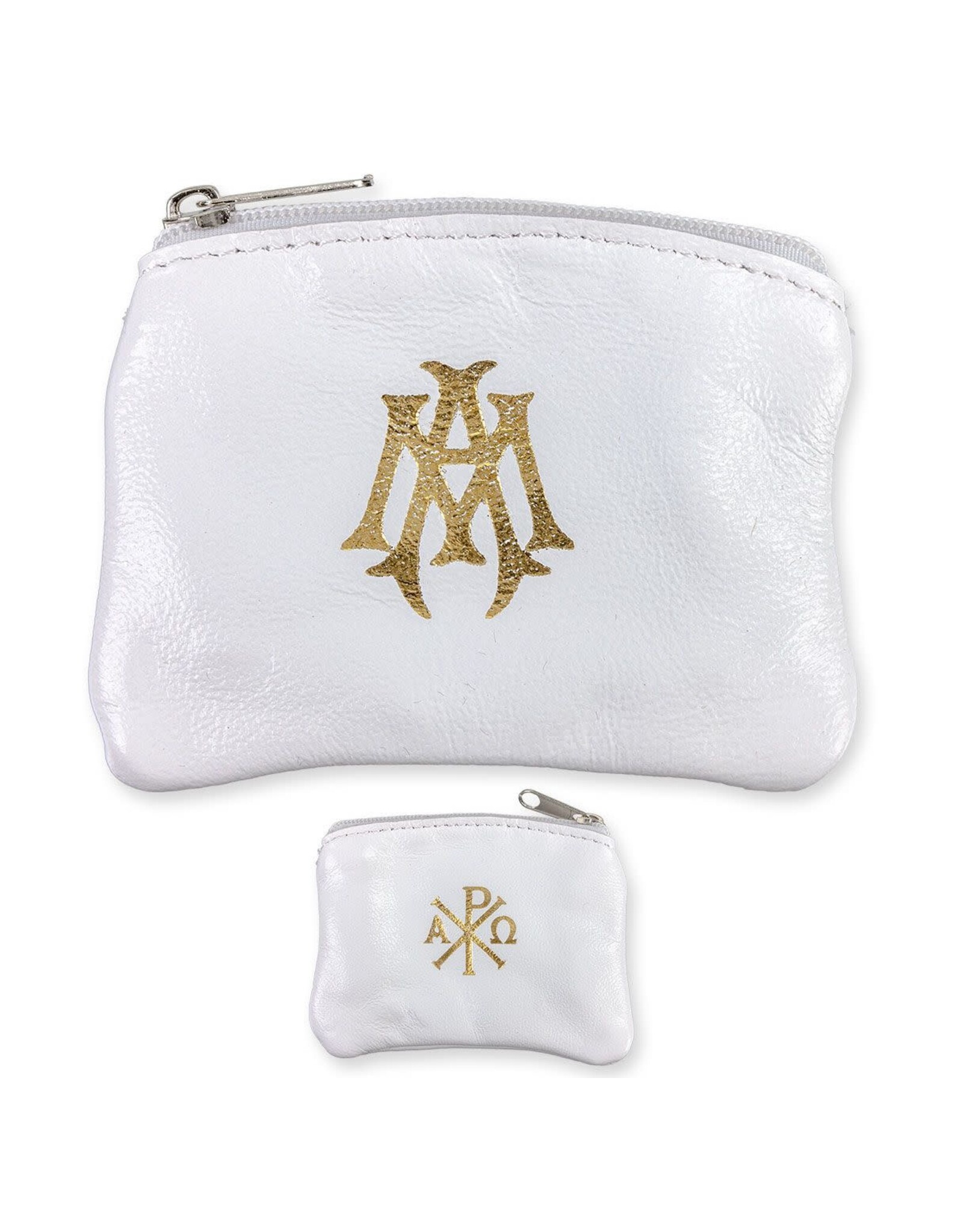 Hirten Rosary Case - White Sheepskin Leather with Velveteen Lining, Zip