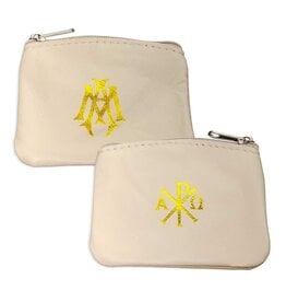 Hirten Rosary Case - Tan Sheepskin Leather with Velveteen Lining, Zip