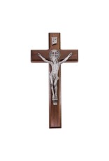 Hirten Crucifix - Benedict Walnut Wood Cross with Pewter Corpus (10")