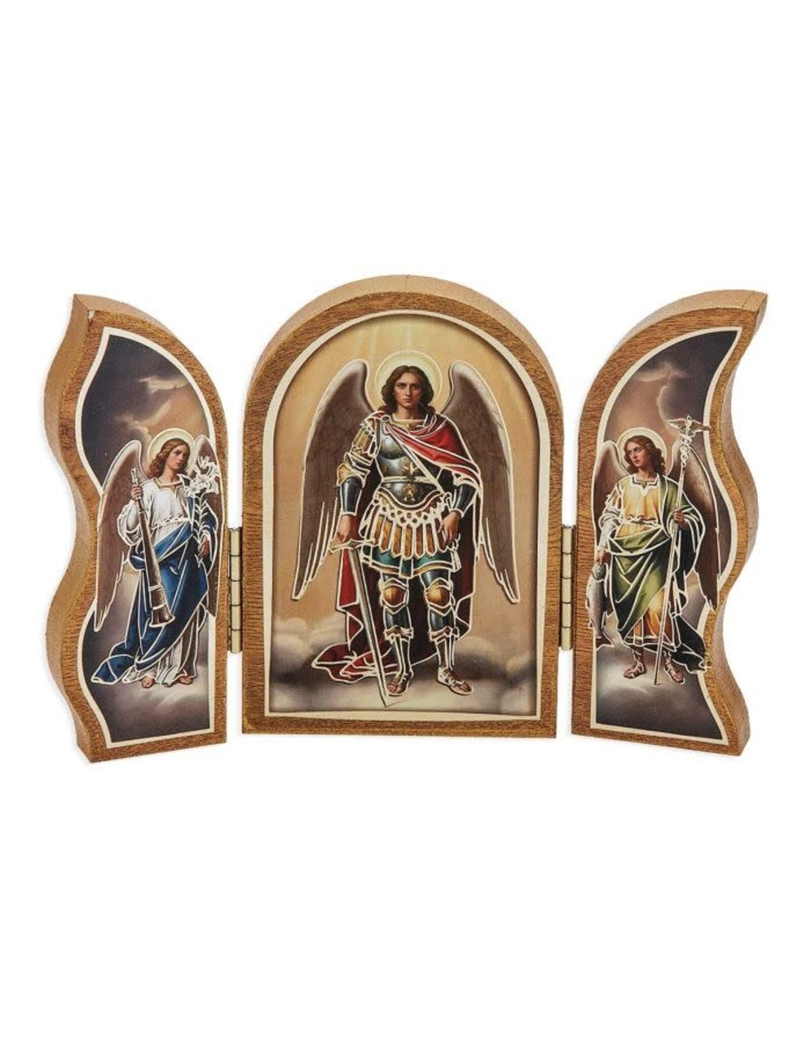 Hirten 5"x3-1/2" Standing Natural Wood Triptych - Various Subjects