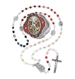 Hirten Rosary - St. Michael in Color Metal Box