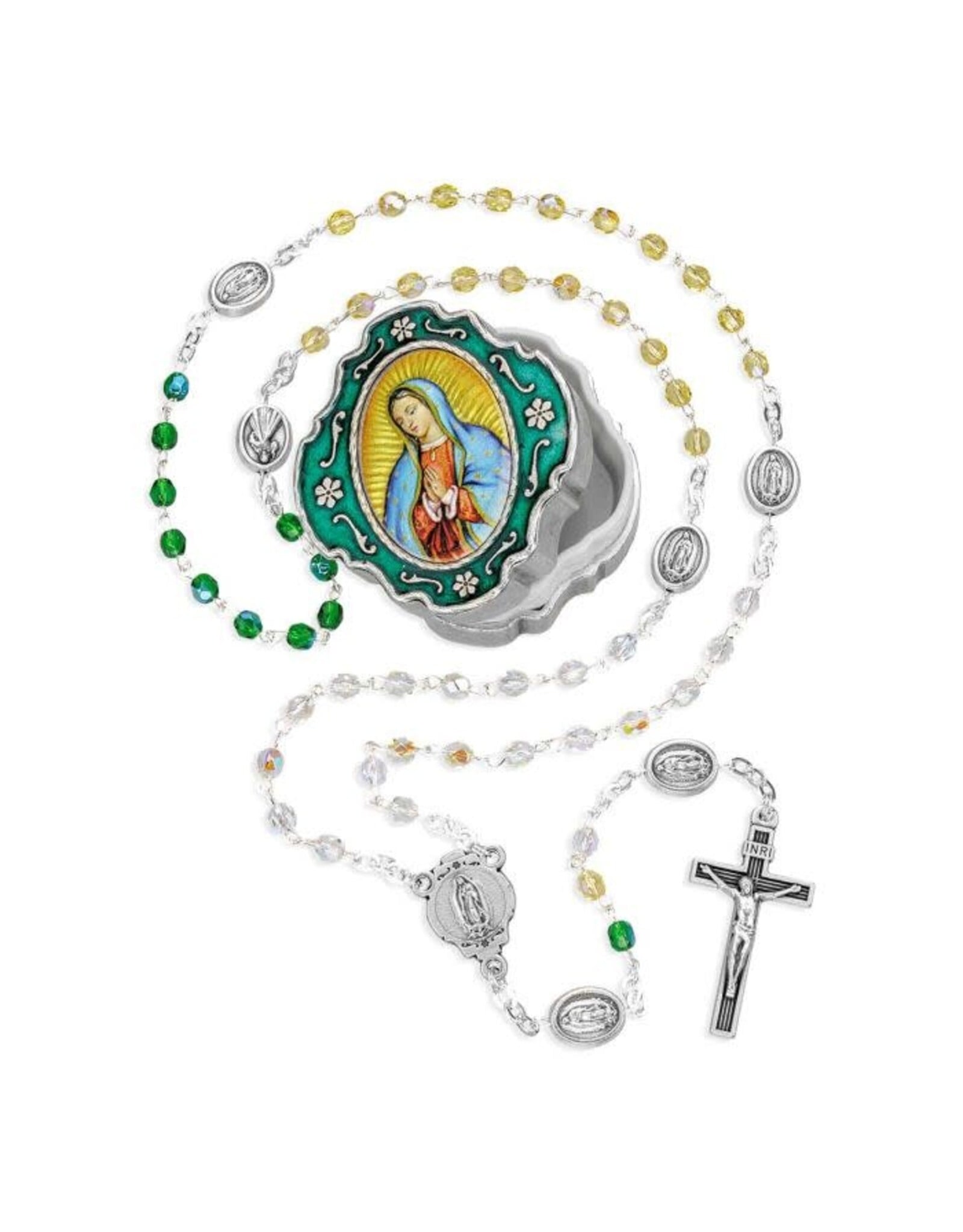 Hirten Rosary - Our Lady of Guadalupe in Color Metal Box