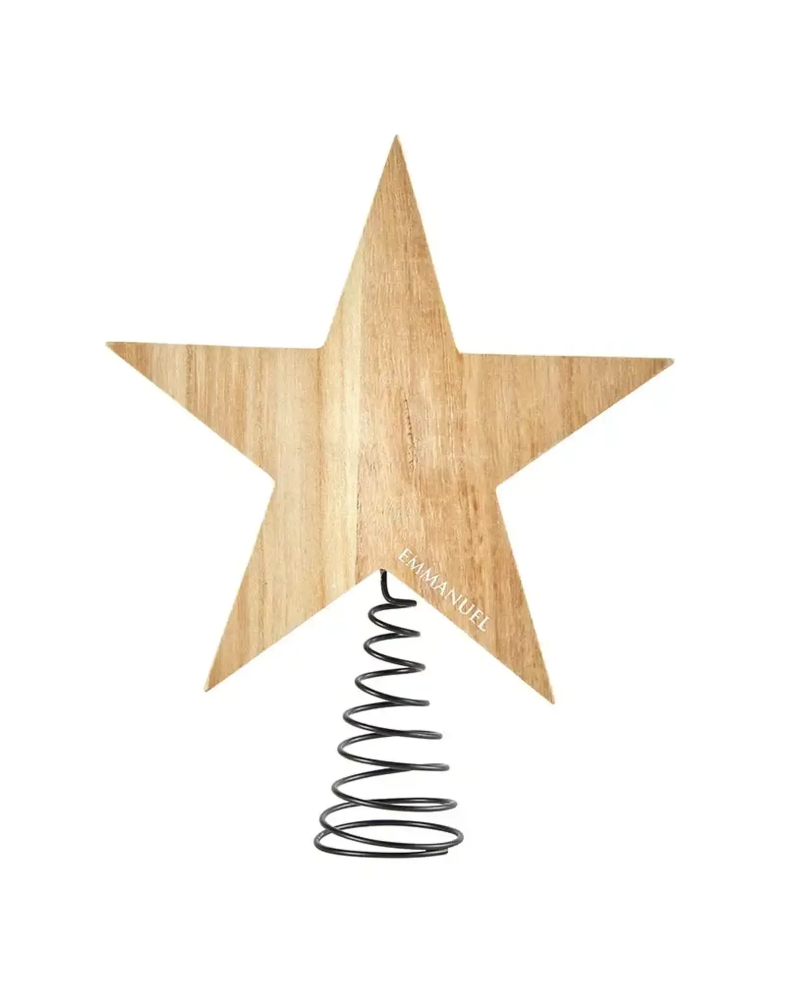 Faithworks Tree Topper - Star Emmanuel, Natural Wood