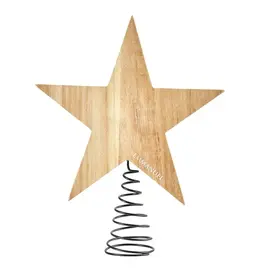 Faithworks Tree Topper - Star Emmanuel, Natural Wood