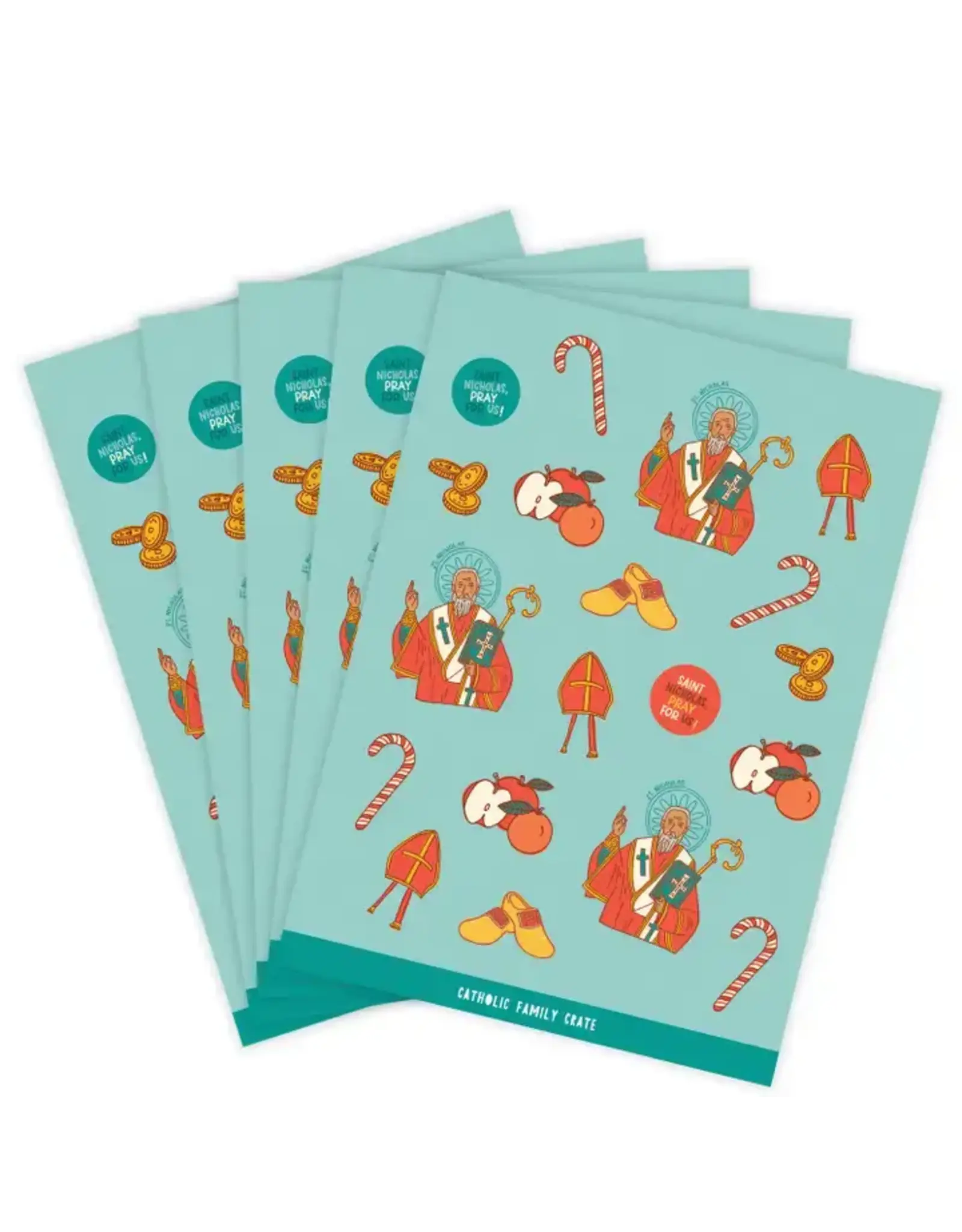Catholic Family Crate St. Nicholas Sticker Sheet 5-Pack