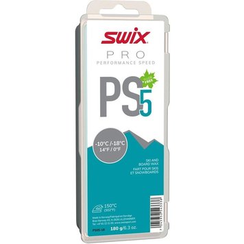 Swix PS5 Turquoise Ski and Board Wax, -10°C/-18°C, 180 grams