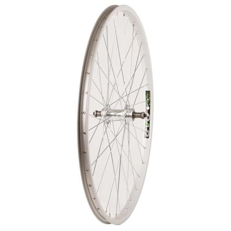 Wheel Shop, Rear 26 Wheel, 36H Silver Alloy Single Wall Evo E Tour 20/ Silver Formula FM-31 QR FW Hub, Steel Spokes