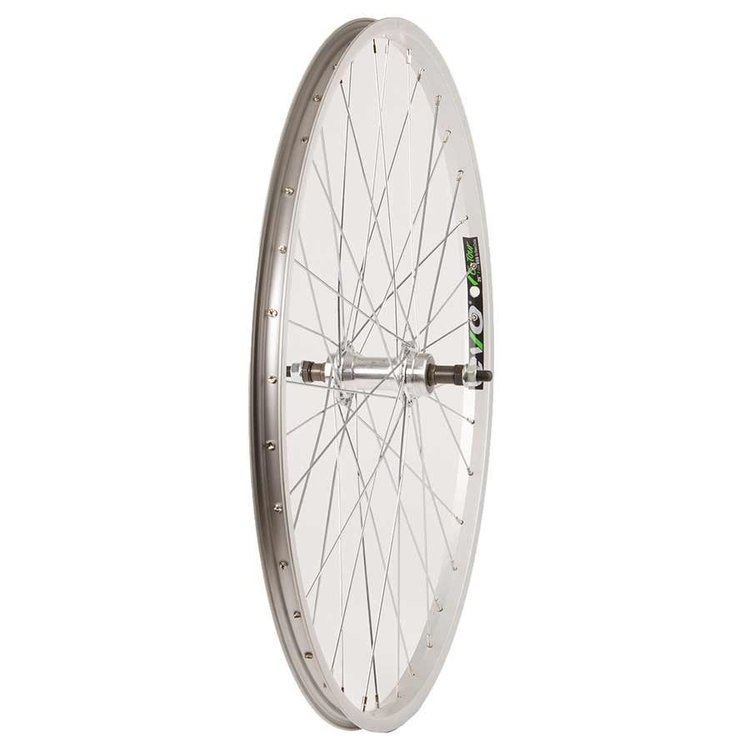 Wheel Shop, Front 26" Wheel, 36H Silver Alloy Single Wall Evo E Tour 20/ Silver Formula FM-21 Nutted Axle Hub, Steel Spokes