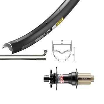 Wheel Shop, Rear 27.5" Wheel, 32H Black Alloy Double Wall Mavic EN427 Disc/ Black Novatec D772 12x142mm TA 9-11spd Six Bolt Disc Hub, DT Black Stainless Spokes