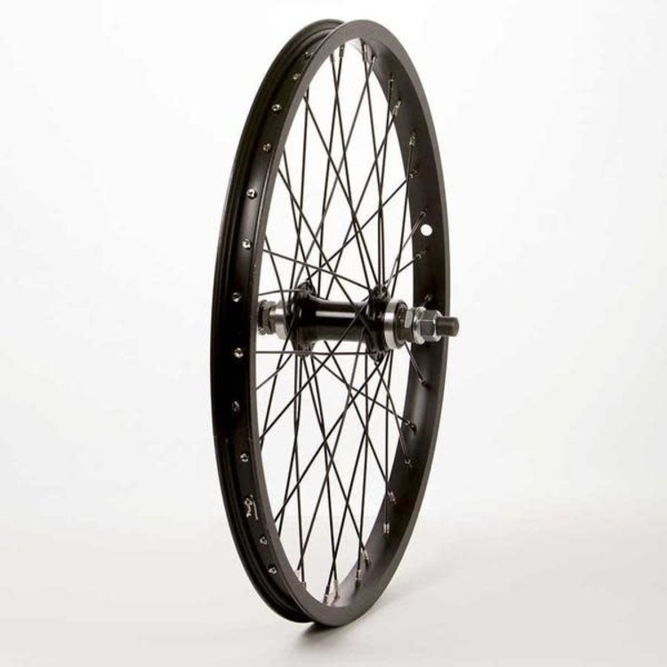 The Wheel Shop, Rear 20'' wheel Alex J303 Black/ Joytech A076-14, Black Stainless Spokes X 36, 14mm Axle