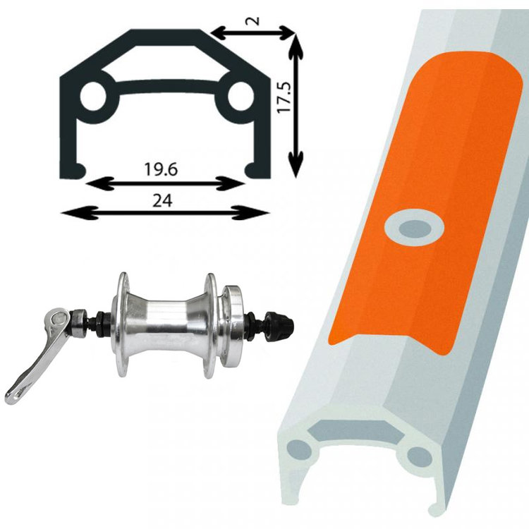 Damco 26'' Alloy Rim Silver (Double Wall) Rear Disc Freewheel Nut