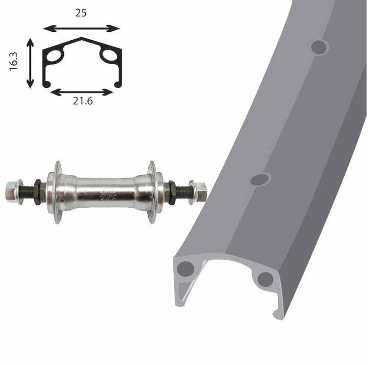 Damco Front Wheel Alloy Silver 16 x 1.75"