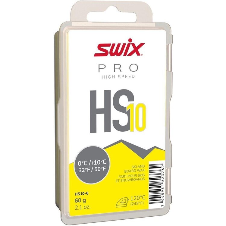 Swix HS10 Yellow Ski and Board Wax, 0°C/+10°C, 60g
