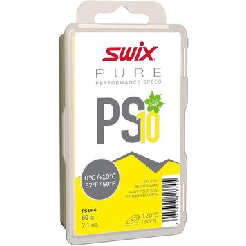 Swix PS10 Yellow Ski and Board Wax, 0°C/+10°C, 60g