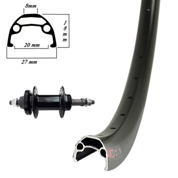 Damco Black Rear Wheel 24" Disk Brake Freewheel Bolt-on Axle