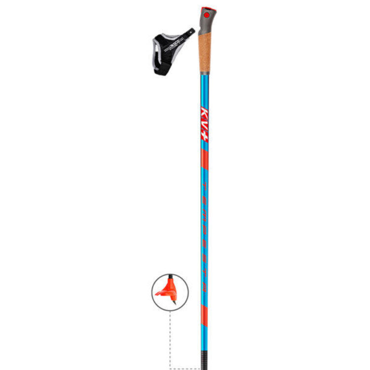 KV+ Tempesta Blue XC Ski Poles QC Baskets