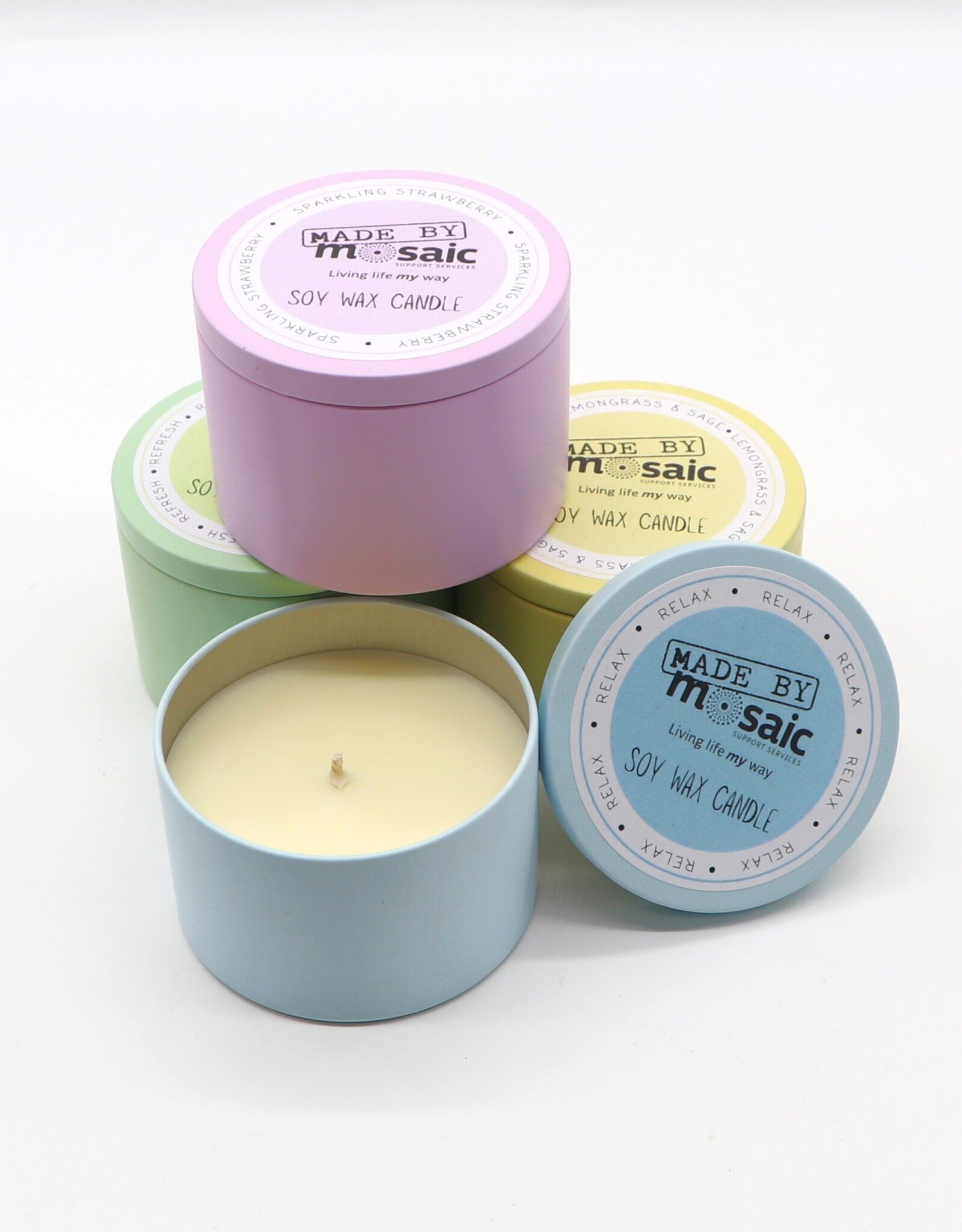 Pastel Tin Candles
