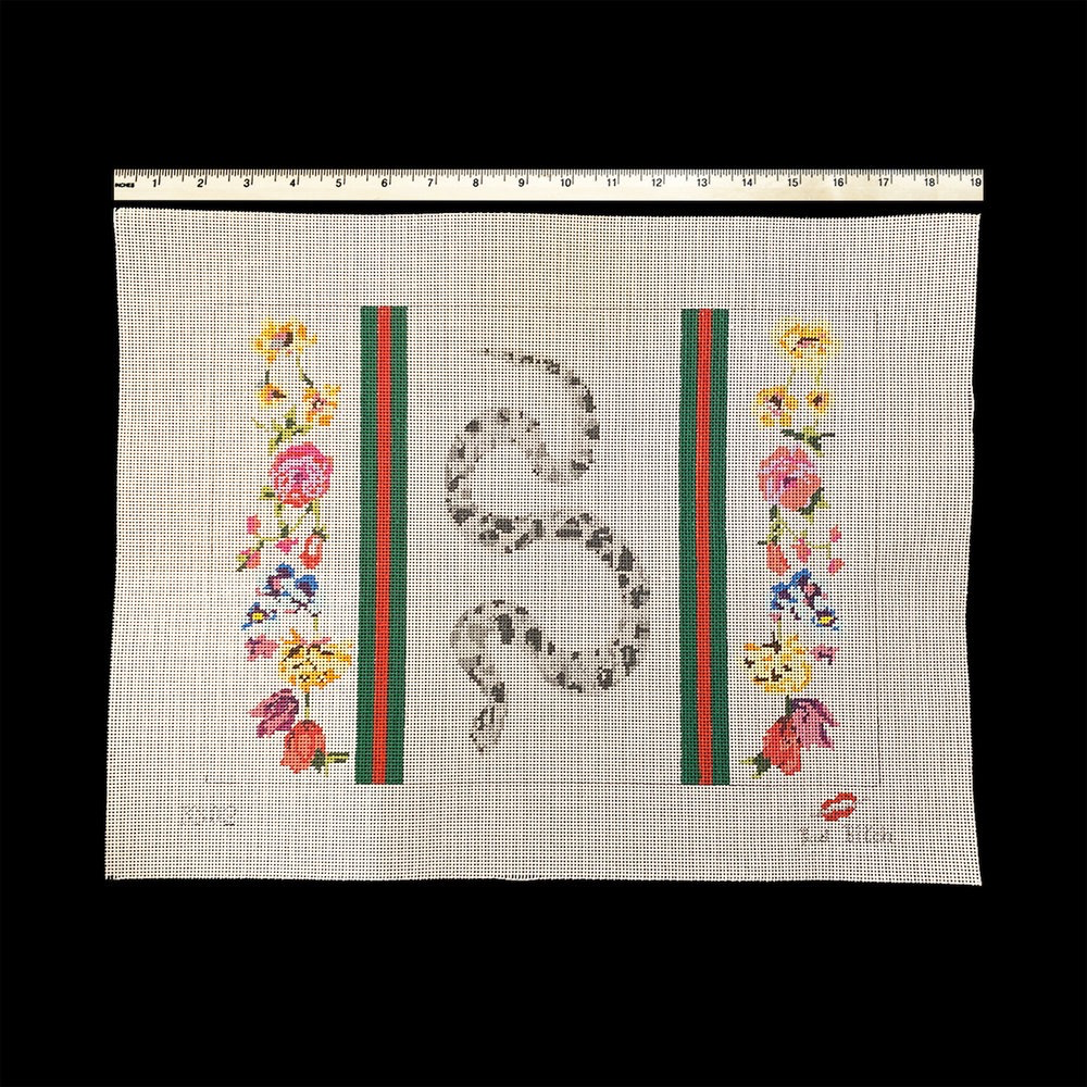 Canvas SNAKE WITH STRIPES AND FLOWERS