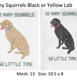 Canvas YELLOW LAB…SO MANY SQUIRRELS  P107