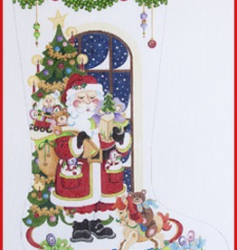 Canvas SANTA WITH ROCKING HORSE AND TOYS  CS368