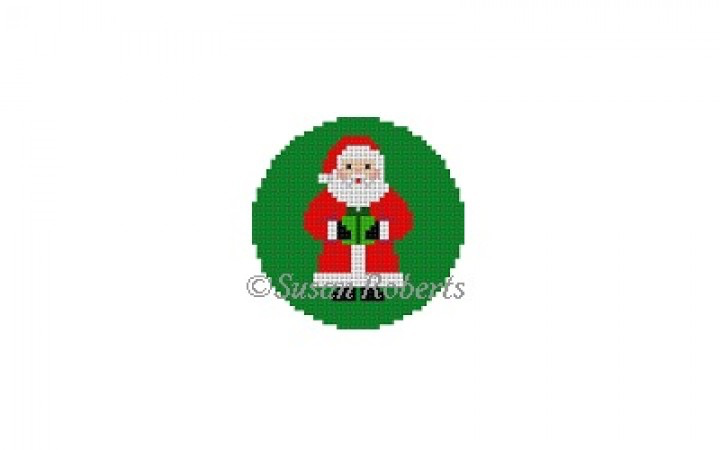 Canvas SANTA WITH PRESENT ROUND  5907