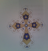 Canvas BLUE AND GOLD CROSS  1877