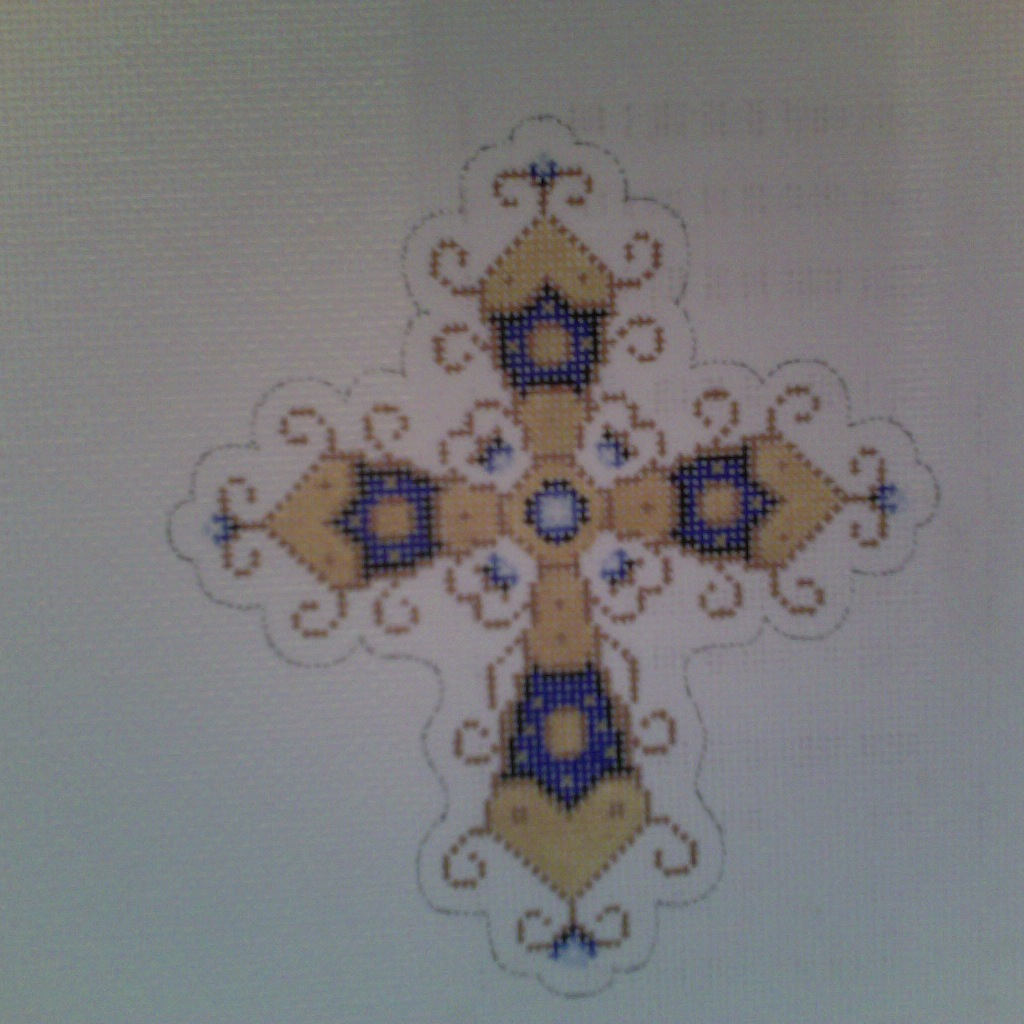 Canvas BLUE AND GOLD CROSS  1877