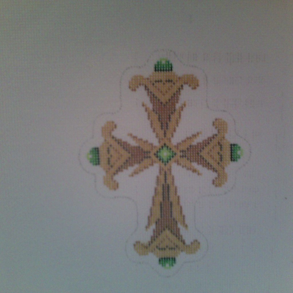 Canvas COPPER GREEN AND GOLD CROSS  2640