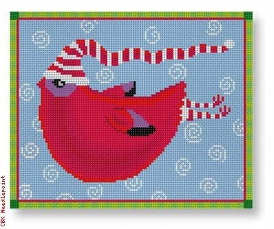 Canvas RED BIRD WITH SCARF MNPL 03