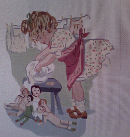 Canvas WASHING DOLLYS CLOTHES  2088A