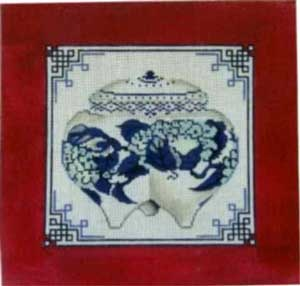 Canvas CHINESE JAR BLUE WHITE RED   FL416