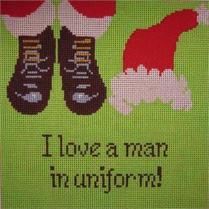 Canvas I LOVE A MAN IN UNIFORM  S328 WITH STITCH GUIDE