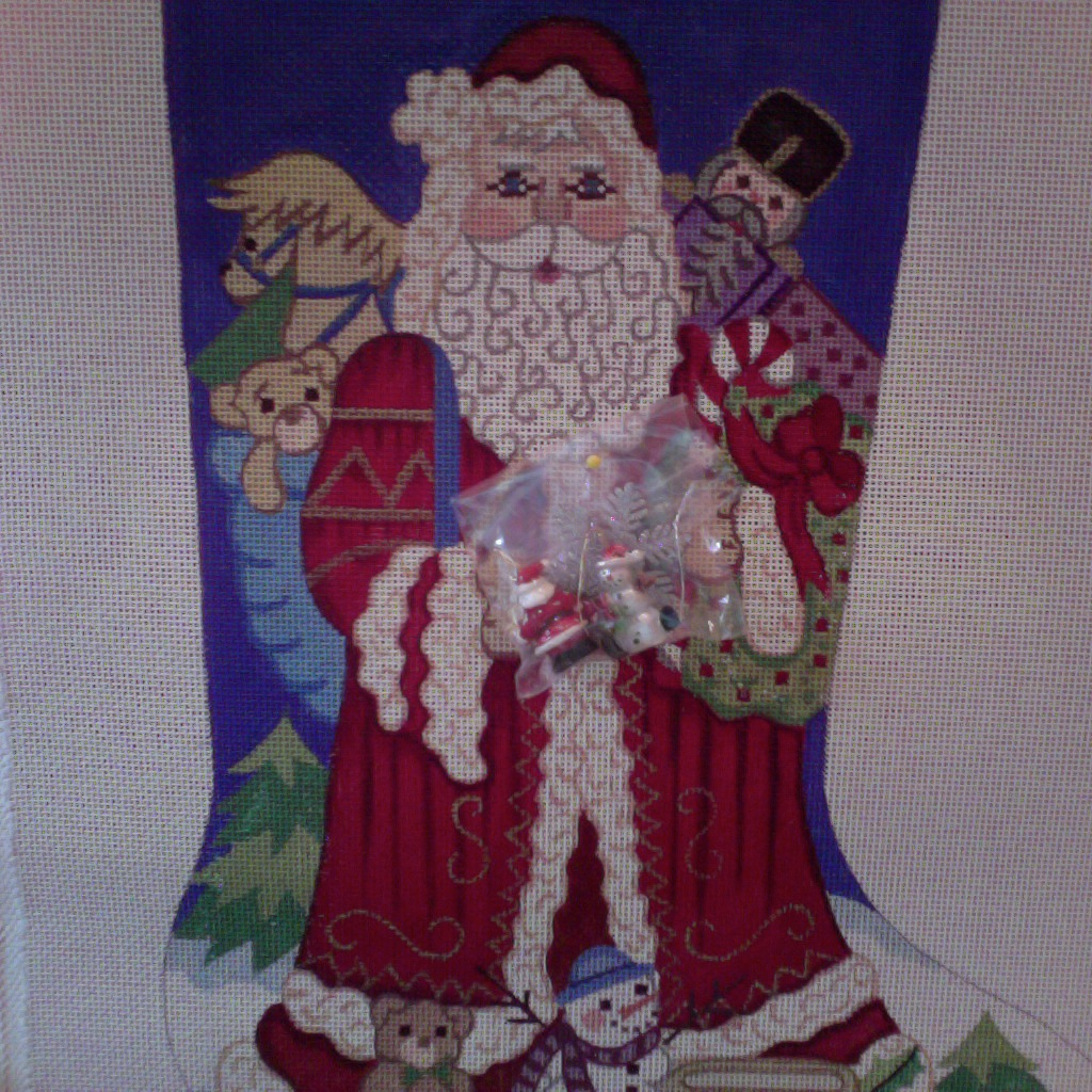 Canvas SANTA WITH TOYS AND HOLDING CHARMS  7266