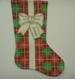 Canvas BOW RIBBONS STOCKING PLAID  XS3D