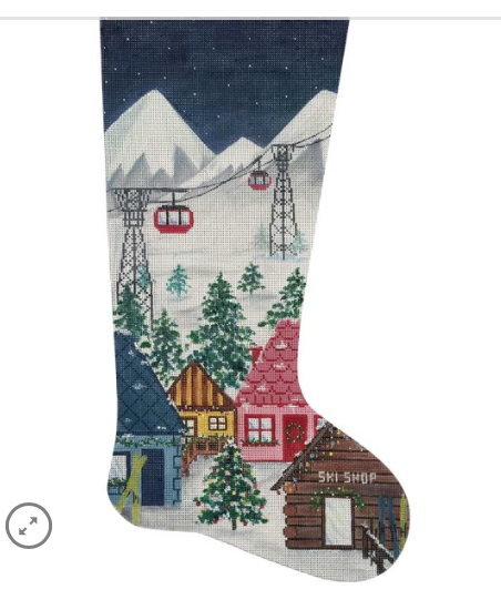 Canvas SKI VILLAGE STOCKING  2827