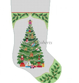 Canvas HOLLY AND TOY TREE STOCKING 3215