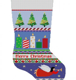 Canvas BOLD STRIPE CANDLES STOCKING 3241