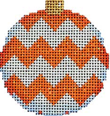 Canvas ORANGE/WHITE CHEVRON BALL  ORNAMENT  EE1252OW