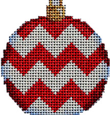 Canvas RED CHEVRON BALL  ORNAMENT  CT1482R