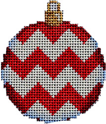 Canvas RED CHEVRON BALL  ORNAMENT  CT1482R