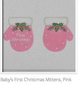 Canvas 1ST CHRISTMAS MITTENS  PINK MT03