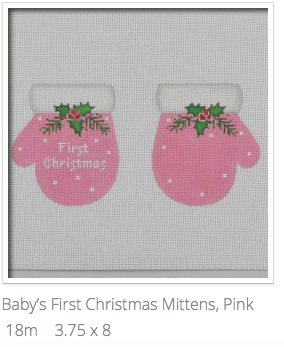 Canvas 1ST CHRISTMAS MITTENS  PINK MT03