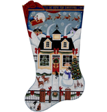 Canvas CHRISTMAS COTTAGE STOCKING 1377B